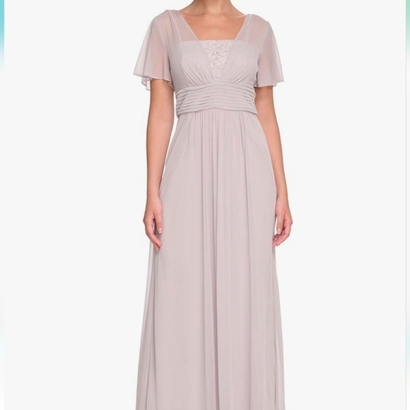 Jessica Howard short sleeve v neck embroidered chiffon empire long maxi dress 8 - Picture 1 of 8